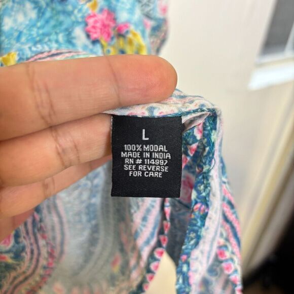 Tolani Collection Womens Multicolor Floral Narissa Printed Woven Caftan Tunic L - Picture 11 of 12